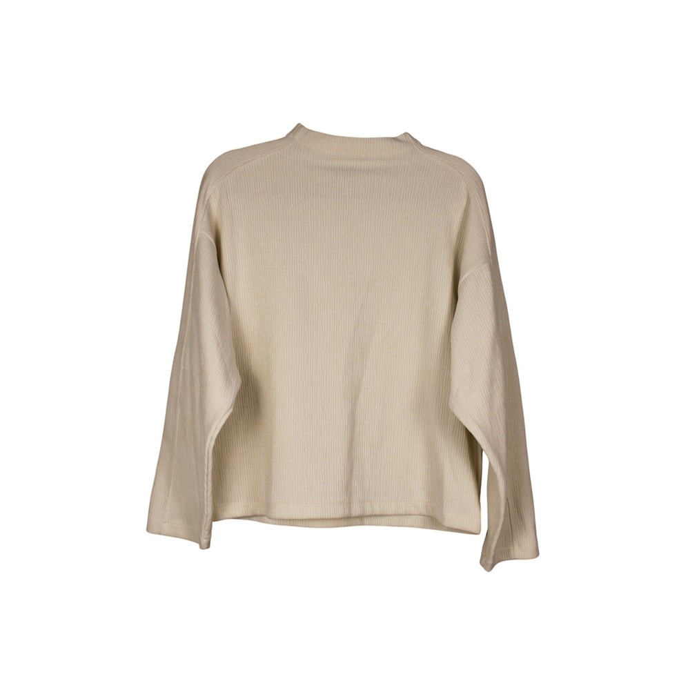 Madewell Minimal Cozy Boxy Cream Ribbed Mockneck Long Sleeves Knit Sweater M